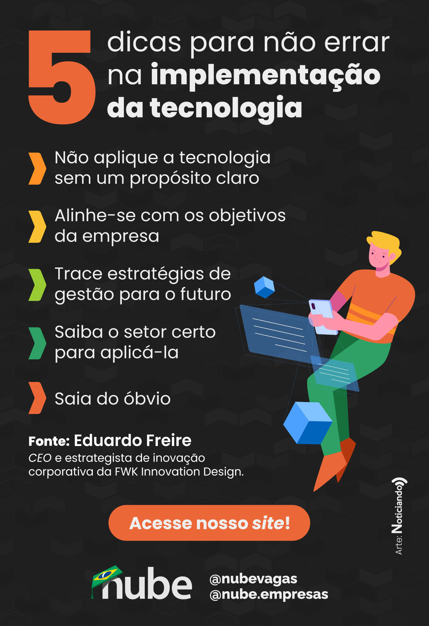 infográfico 5 dicas para aplicar a tecnologia